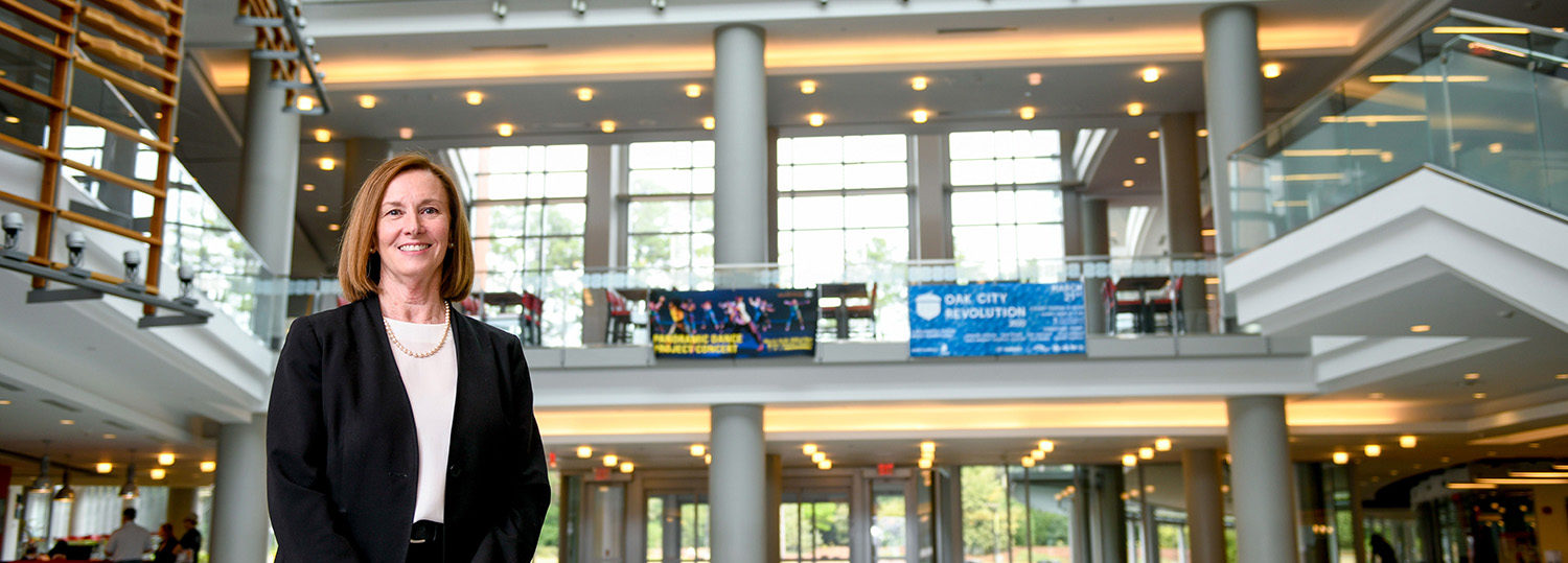 Lisa Johnson stands in Talley Student Union.